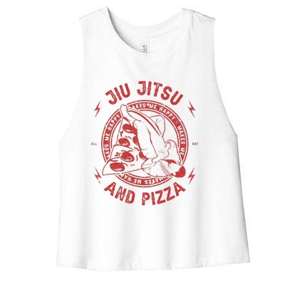 Jiu Jitsu And Pizza Funny Jujitsu BJJ and Mixed Martial Arts Women's Racerback Cropped Tank