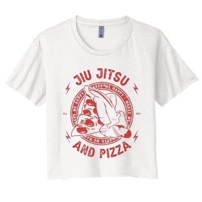 Jiu Jitsu And Pizza Funny Jujitsu BJJ and Mixed Martial Arts Women's Crop Top Tee