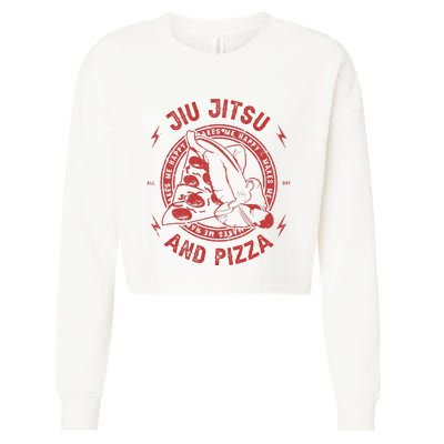 Jiu Jitsu And Pizza Funny Jujitsu BJJ and Mixed Martial Arts Cropped Pullover Crew