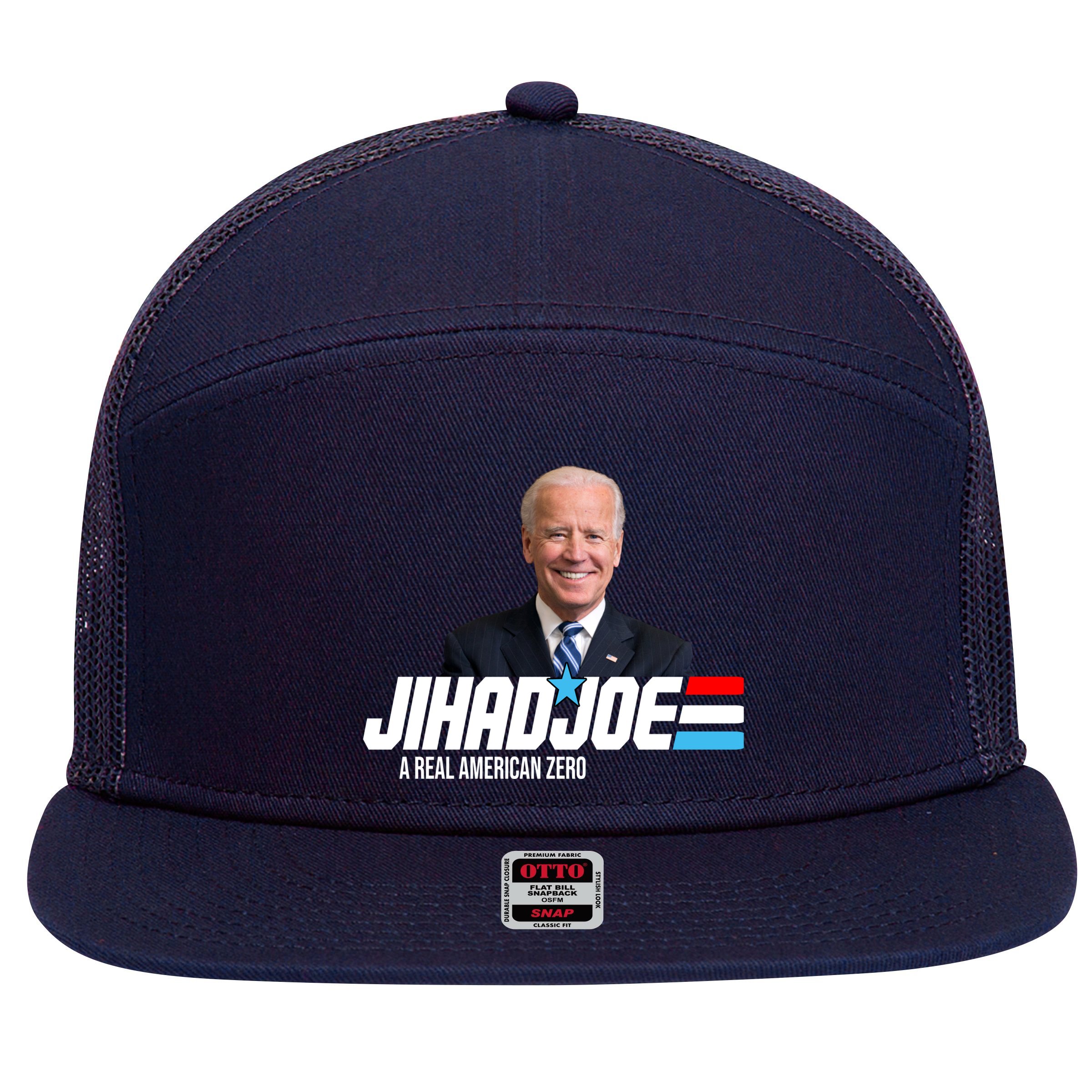 Jhad Joe A Real American Hero 7 Panel Mesh Trucker Snapback Hat