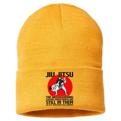 Jiu Jitsu Art of folding clothes while people still in them Sustainable Knit Beanie