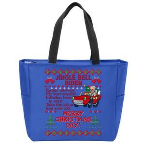 Jingle Joe Biden Xmas Carol Trump Ugly Christmas Sweater Gift Zip Tote Bag