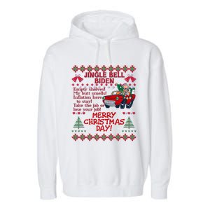 Jingle Joe Biden Xmas Carol Trump Ugly Christmas Sweater Gift Garment-Dyed Fleece Hoodie