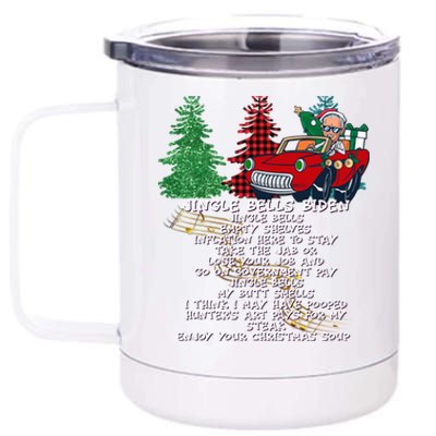 Jingle Joe Biden Xmas Carol Trump Ugly Christmas Sweater Gift 12 oz Stainless Steel Tumbler Cup