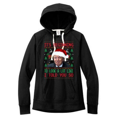 Jingle Joe Biden Xmas Carol Trump Ugly Christmas Sweater Gift Women's Fleece Hoodie