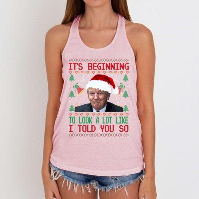 Jingle Joe Biden Xmas Carol Trump Ugly Christmas Sweater Gift Women's Knotted Racerback Tank