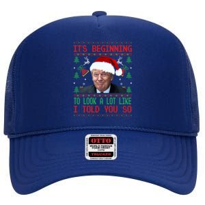 Jingle Joe Biden Xmas Carol Trump Ugly Christmas Sweater Gift High Crown Mesh Back Trucker Hat