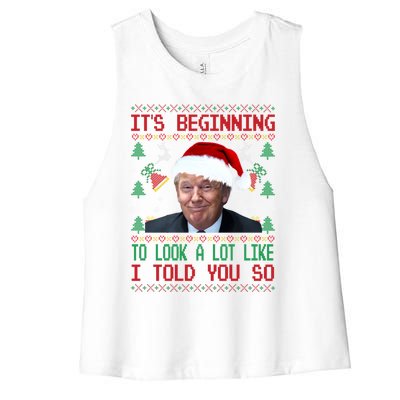 Jingle Joe Biden Xmas Carol Trump Ugly Christmas Sweater Gift Women's Racerback Cropped Tank