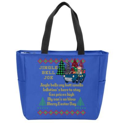 Jingle Joe Biden Xmas Carol Trump Ugly Christmas Sweater Great Gift Zip Tote Bag