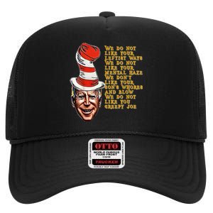 Jingle Joe Biden Xmas Rhyme Trump Fun Ugly Christmas Sweater High Crown Mesh Back Trucker Hat