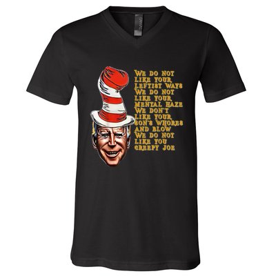 Jingle Joe Biden Xmas Rhyme Trump Fun Ugly Christmas Sweater V-Neck T-Shirt