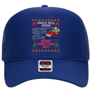 Jingle Joe Biden Xmas Carol Trump Ugly Christmas Sweater Meaningful Gift High Crown Mesh Back Trucker Hat