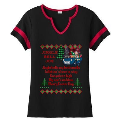 Jingle Joe Biden Xmas Carol Trump Ugly Christmas Sweater Gift Ladies Halftime Notch Neck Tee