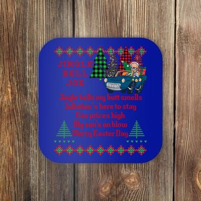 Jingle Joe Biden Xmas Carol Trump Ugly Christmas Sweater Gift Coaster