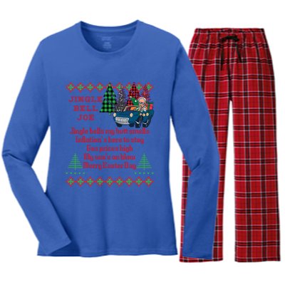 Jingle Joe Biden Xmas Carol Trump Ugly Christmas Sweater Gift Women's Long Sleeve Flannel Pajama Set 