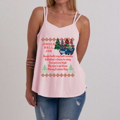 Jingle Joe Biden Xmas Carol Trump Ugly Christmas Sweater Gift Women's Strappy Tank