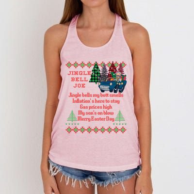 Jingle Joe Biden Xmas Carol Trump Ugly Christmas Sweater Gift Women's Knotted Racerback Tank