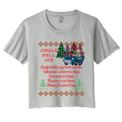 Jingle Joe Biden Xmas Carol Trump Ugly Christmas Sweater Gift Women's Crop Top Tee