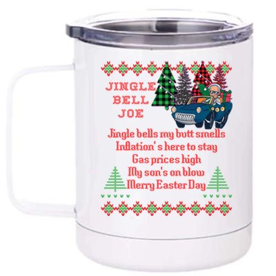 Jingle Joe Biden Xmas Carol Trump Ugly Christmas Sweater Gift 12 oz Stainless Steel Tumbler Cup