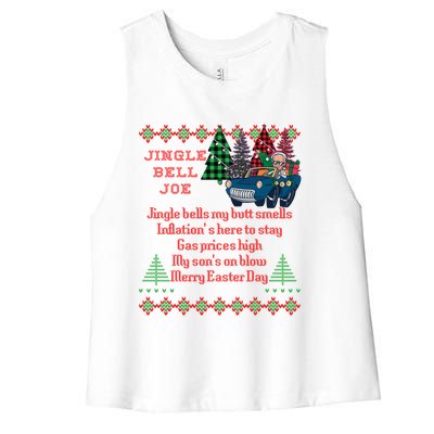 Jingle Joe Biden Xmas Carol Trump Ugly Christmas Sweater Gift Women's Racerback Cropped Tank