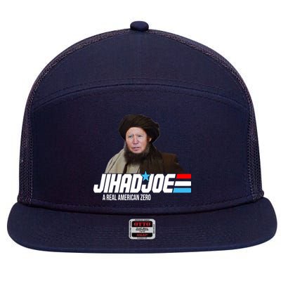 Jhad Joe Biden A Real American Hero Funny 7 Panel Mesh Trucker Snapback Hat