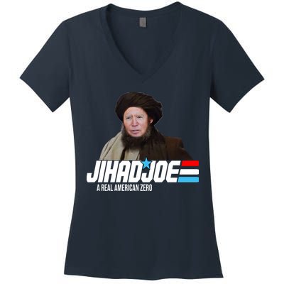 Jhad Joe Biden A Real American Hero Funny Women's V-Neck T-Shirt