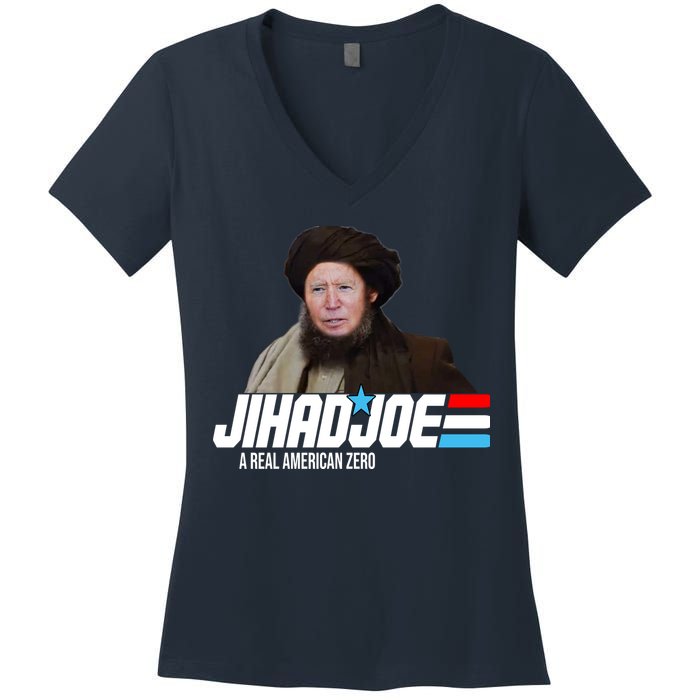 Jhad Joe Biden A Real American Hero Funny Women's V-Neck T-Shirt