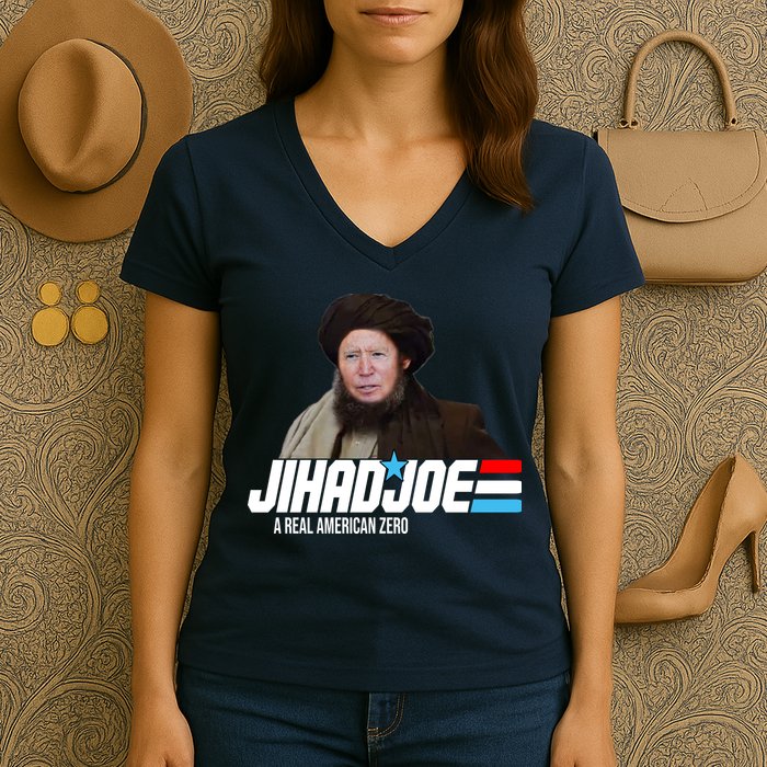 Jhad Joe Biden A Real American Hero Funny Women's V-Neck T-Shirt