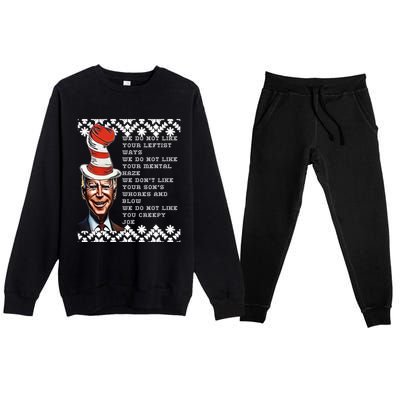 Jingle Joe Biden Xmas Rhyme Trump 1 Ugly Christmas Sweater Gift Premium Crewneck Sweatsuit Set