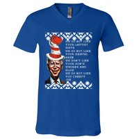 Jingle Joe Biden Xmas Rhyme Trump 1 Ugly Christmas Sweater Gift V-Neck T-Shirt