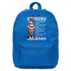 Jingle Joe Biden Xmas Rhyme Trump 1 Ugly Christmas Sweater Gift 16 in Basic Backpack