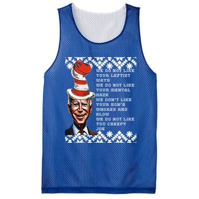 Jingle Joe Biden Xmas Rhyme Trump 1 Ugly Christmas Sweater Gift Mesh Reversible Basketball Jersey Tank