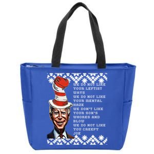 Jingle Joe Biden Xmas Rhyme Trump 1 Ugly Christmas Sweater Gift Zip Tote Bag