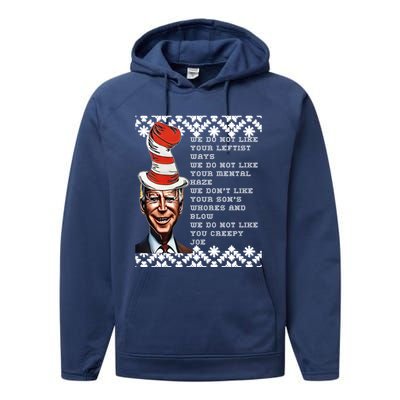 Jingle Joe Biden Xmas Rhyme Trump 1 Ugly Christmas Sweater Gift Performance Fleece Hoodie