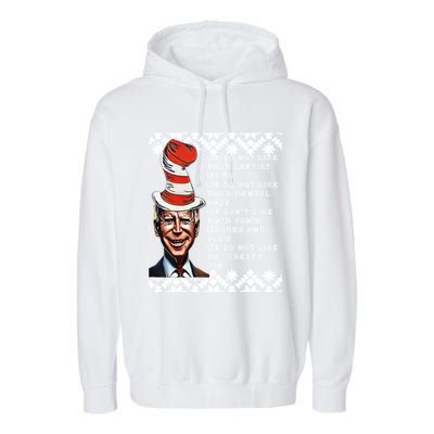 Jingle Joe Biden Xmas Rhyme Trump 1 Ugly Christmas Sweater Gift Garment-Dyed Fleece Hoodie