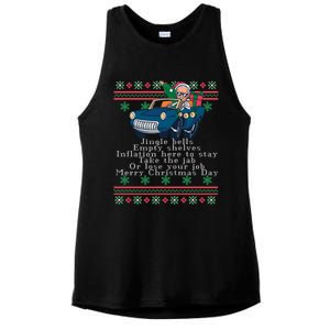 Jingle Joe Biden Funny Santa Trump Ugly Christmas Sweater Ladies PosiCharge Tri-Blend Wicking Tank