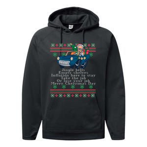 Jingle Joe Biden Funny Santa Trump Ugly Christmas Sweater Performance Fleece Hoodie