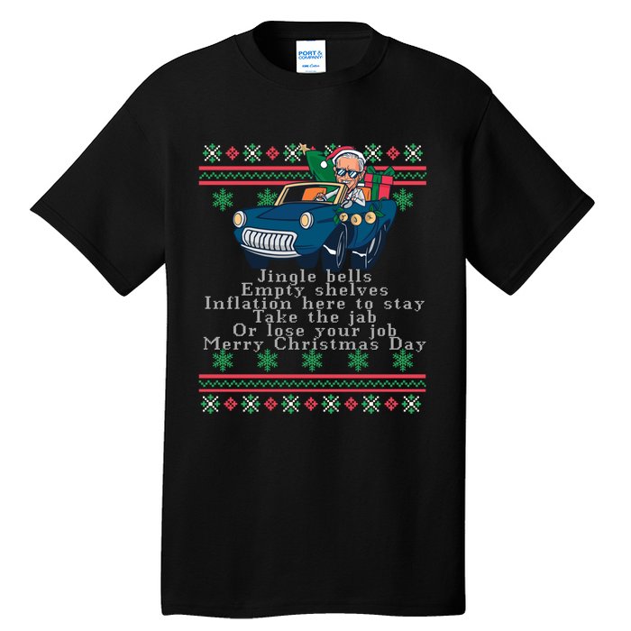 Jingle Joe Biden Funny Santa Trump Ugly Christmas Sweater Tall T-Shirt