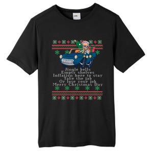 Jingle Joe Biden Funny Santa Trump Ugly Christmas Sweater Tall Fusion ChromaSoft Performance T-Shirt