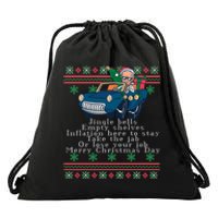 Jingle Joe Biden Funny Santa Trump Ugly Christmas Sweater Drawstring Bag