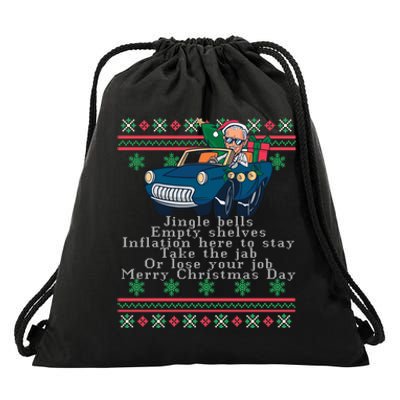 Jingle Joe Biden Funny Santa Trump Ugly Christmas Sweater Drawstring Bag