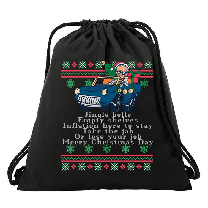 Jingle Joe Biden Funny Santa Trump Ugly Christmas Sweater Drawstring Bag