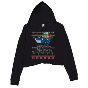 Jingle Joe Biden Funny Santa Trump Ugly Christmas Sweater Crop Fleece Hoodie