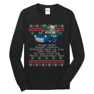 Jingle Joe Biden Funny Santa Trump Ugly Christmas Sweater Tall Long Sleeve T-Shirt