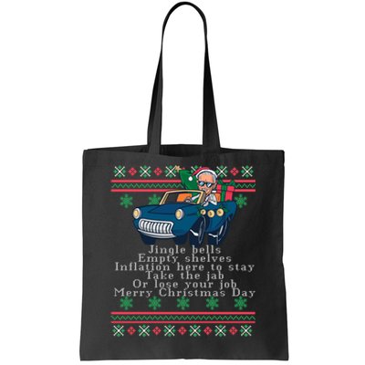 Jingle Joe Biden Funny Santa Trump Ugly Christmas Sweater Tote Bag