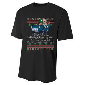 Jingle Joe Biden Funny Santa Trump Ugly Christmas Sweater Performance Sprint T-Shirt