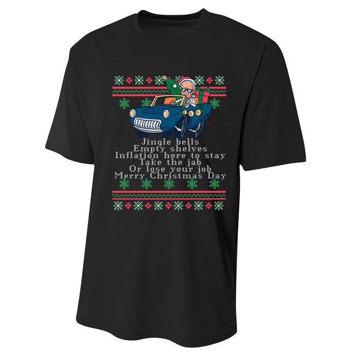 Jingle Joe Biden Funny Santa Trump Ugly Christmas Sweater Performance Sprint T-Shirt