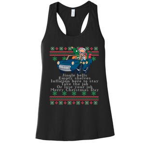 Jingle Joe Biden Funny Santa Trump Ugly Christmas Sweater Women's Racerback Tank