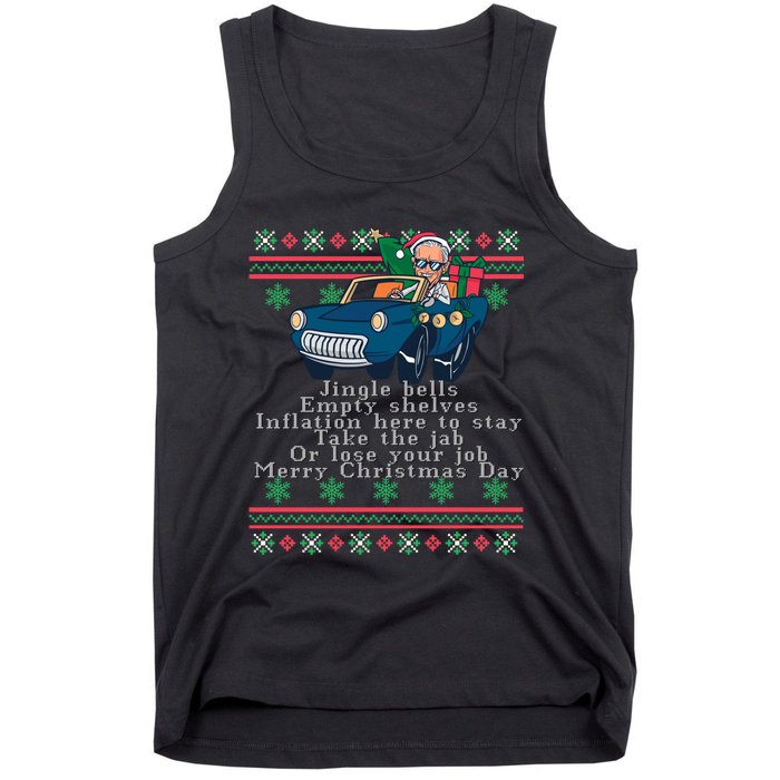 Jingle Joe Biden Funny Santa Trump Ugly Christmas Sweater Tank Top