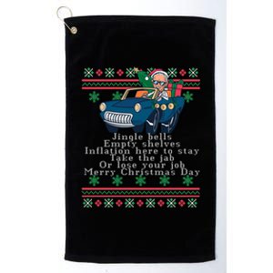 Jingle Joe Biden Funny Santa Trump Ugly Christmas Sweater Platinum Collection Golf Towel